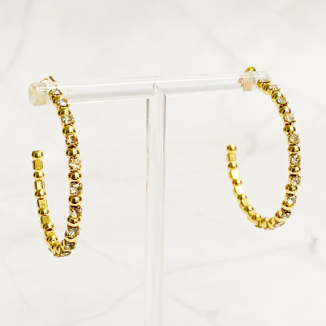 Ball And Jewel Hoop Earrings-1