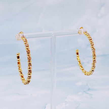 Ball And Jewel Hoop Earrings-3