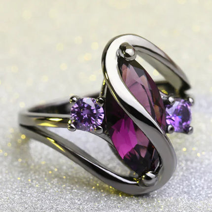 Sapphire Marquise Ring, Women's Black Gold Jewelry