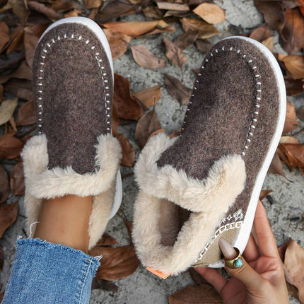 Anna Suede Stitching Plush Lined Anklet Boots