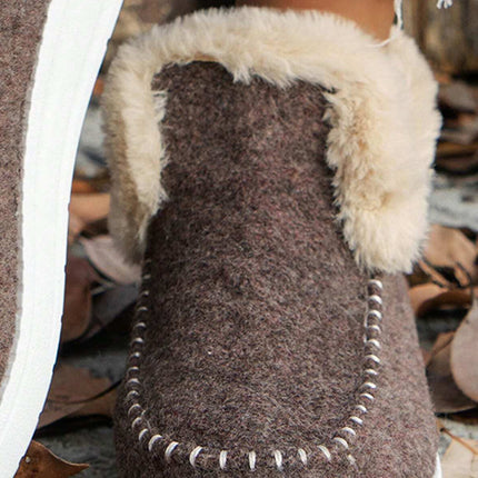 Anna Suede Stitching Plush Lined Anklet Boots