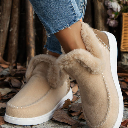 Anna Suede Stitching Plush Lined Anklet Boots