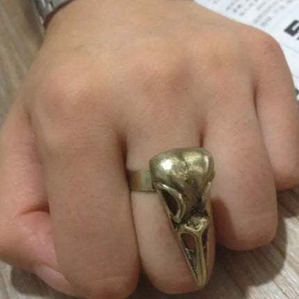 Crow Skull Bird Ring - Gothic Open-Cut Fashion Jewelry
