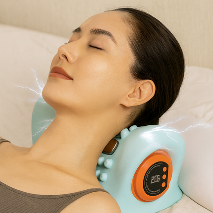 Electric Neck Stretcher Pulse Cervical Traction Pillow EMS Massage Blue