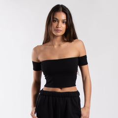 0891 - Women's Off Shoulder Cropped Tee-0