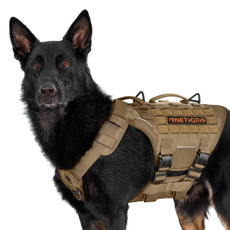 OneTigris Dog Harness for Large Dogs Tactical Dog Vest with Metal Buckles Torpedo Military Medium Sized Dog Heavy Duty Reflective Dog Harness