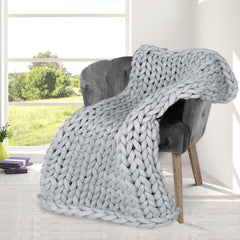 NNEIDS Dreamz Knitted Weighted Blanket Chunky Grey Kids-4