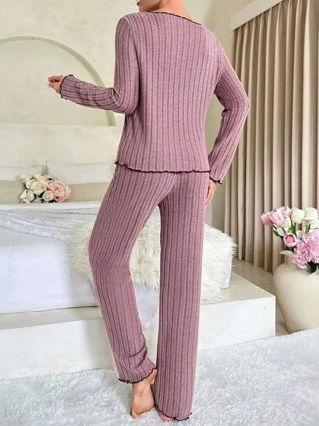 Ultra‑Soft Flannel Loungewear Set — Warm Autumn/Winter Sleepwear