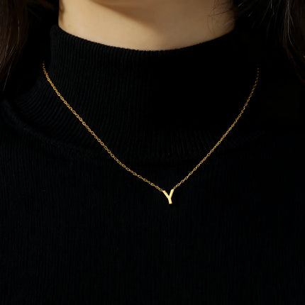 Minimalist Initial Letter Necklace, Stainless Steel A‑Z Choker for Women