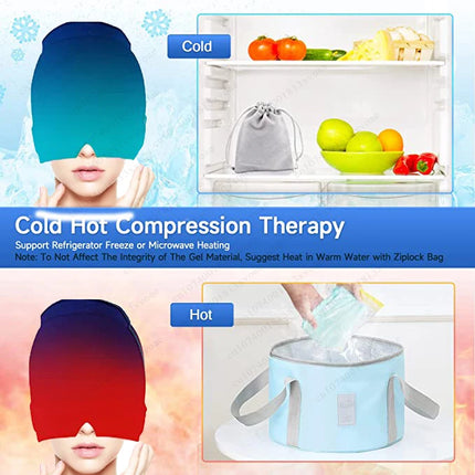 Headache Migraine Relief Hat Gel Ice Cold Compress Therapy Cap