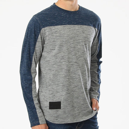 Athletic Color Block Long Sleeve Curved Hemline Casual Shirt