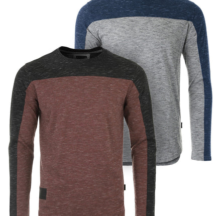 Athletic Color Block Long Sleeve Curved Hemline Casual Shirt