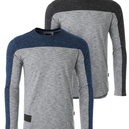 Athletic Color Block Long Sleeve Curved Hemline Casual Shirt