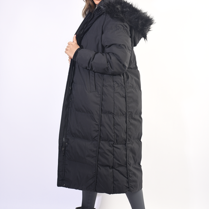 Longline Faux Fur Hooded Puffer Jacket