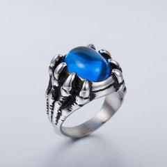 Gothic Dragon Claw Alloy Ring with Black Red Gemstone