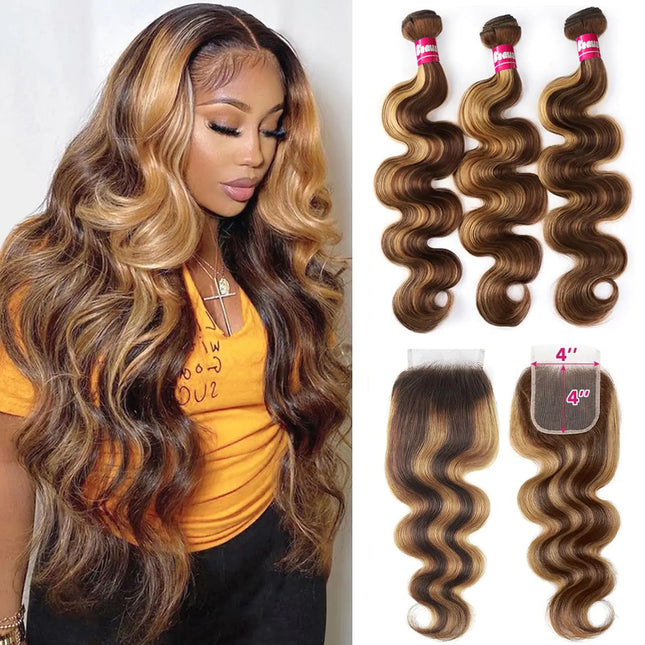 10A Brazilian Body Wave Bundles with Closure