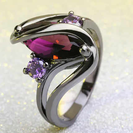 Sapphire Marquise Ring, Women's Black Gold Jewelry