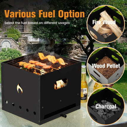 NNECW 4-in-1 Multipurpose Outdoor Pizza Oven with 2-Layer Detachable Grill Oven & Fire Pit-2