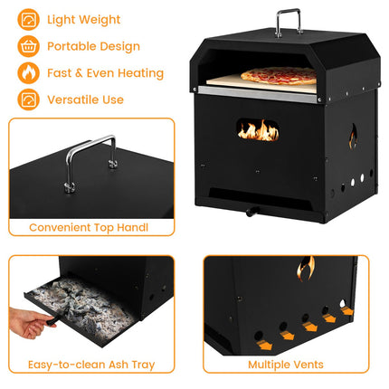 NNECW 4-in-1 Multipurpose Outdoor Pizza Oven with 2-Layer Detachable Grill Oven & Fire Pit-4